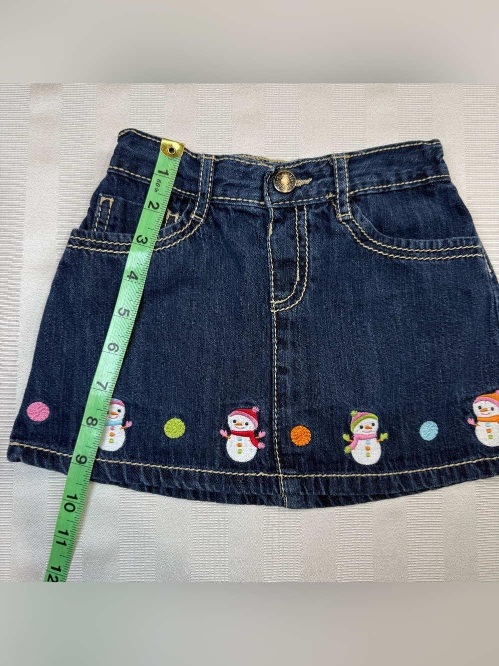 Gymboree Girls 2T Cozy Cutie Denim Skirt Snowman Embroidered Christmas Holiday - Picture 5 of 8